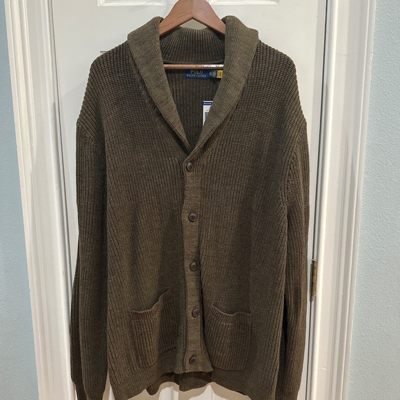 Men’s Polo Ralph Lauren Brown Button Up Sweater - Picture 1 of 2